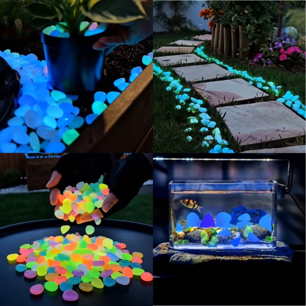 Aquarium Planted Plants - Kolorowe, świecące w ciemności kamienie dekoracyjne